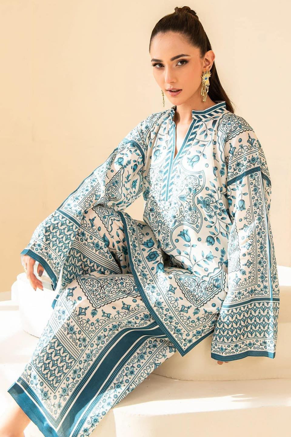 🌺কালার ফুল লীলেন টু পিস 🌺