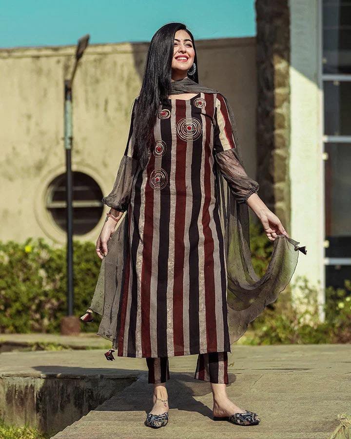 🌺 স্টেপ কালারফুল সুতি থ্রি পিস 🌺