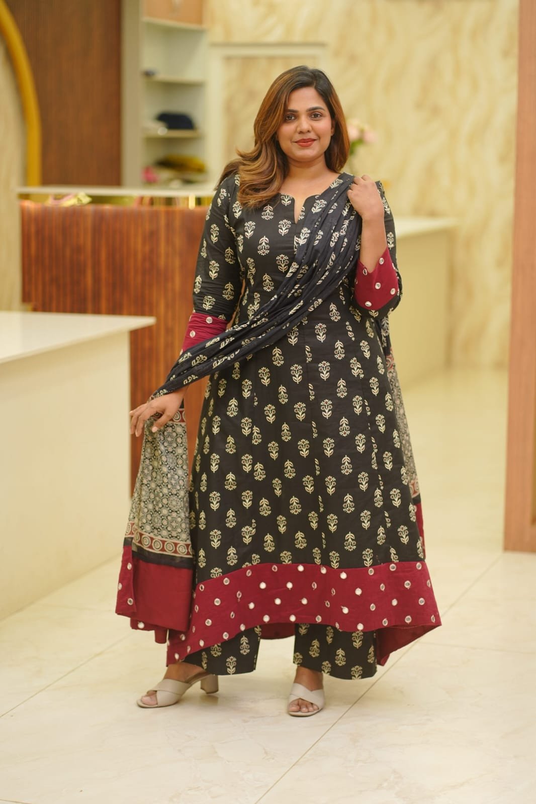 🌺 কালারফুল সুতি থ্রি পিস 🌺