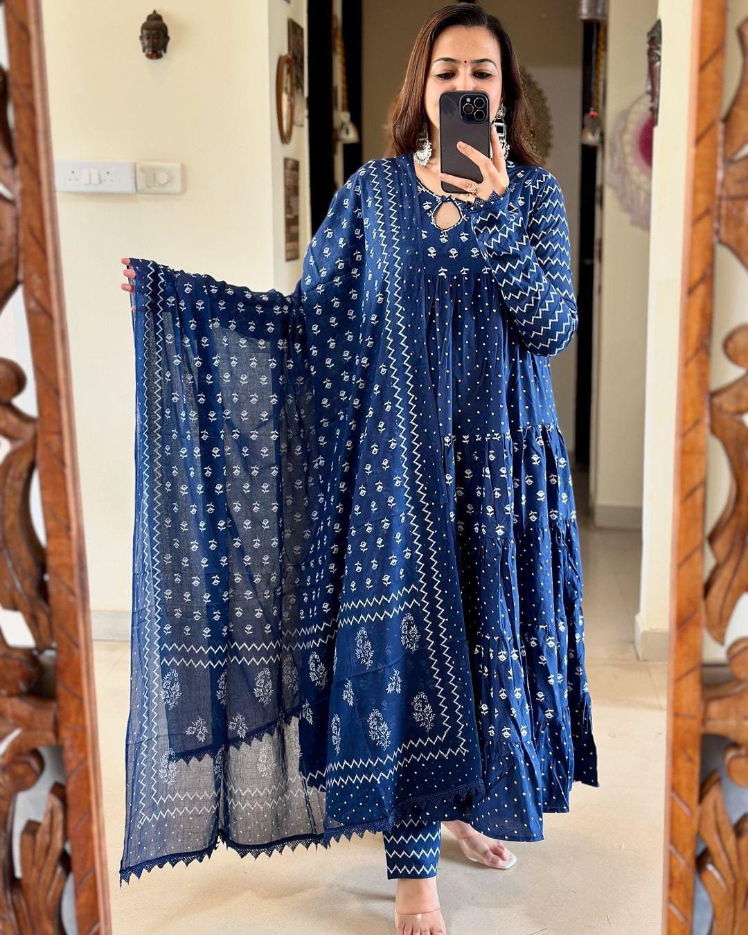 🌺 কালারফুল সুতি থ্রি পিস 🌺