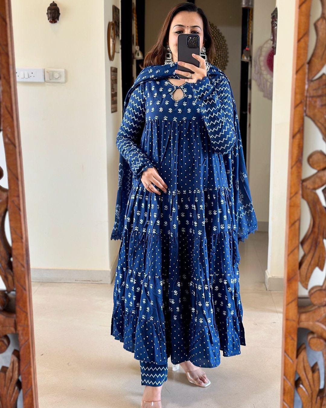 🌺 কালারফুল সুতি থ্রি পিস 🌺