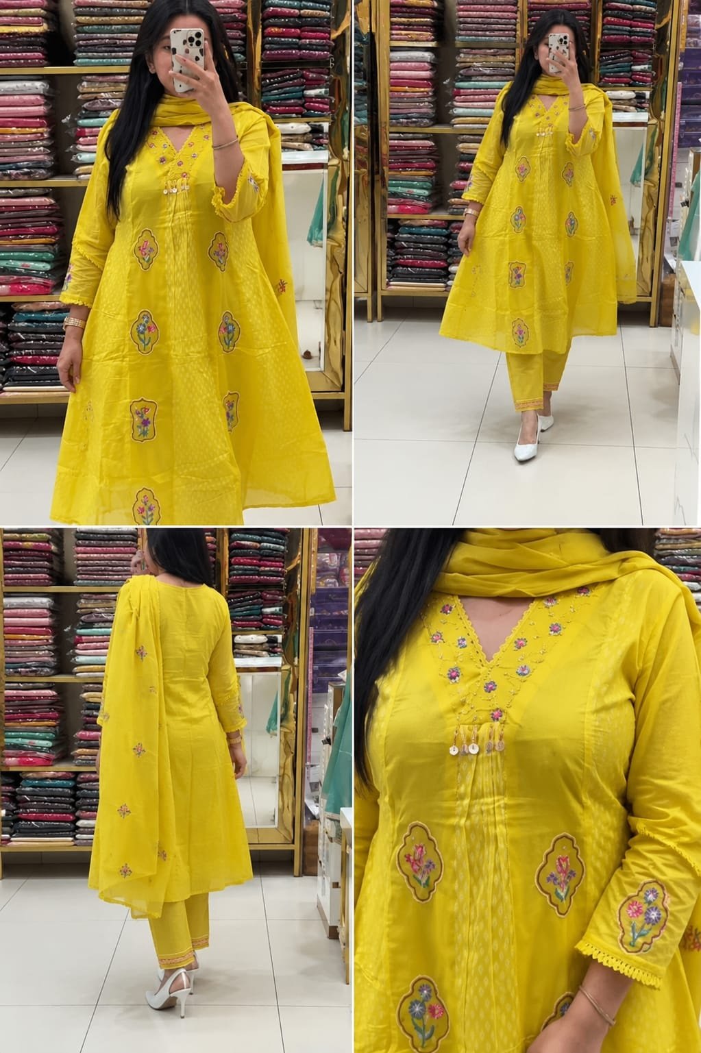 🌺 কালারফুল সুতি থ্রি পিস 🌺